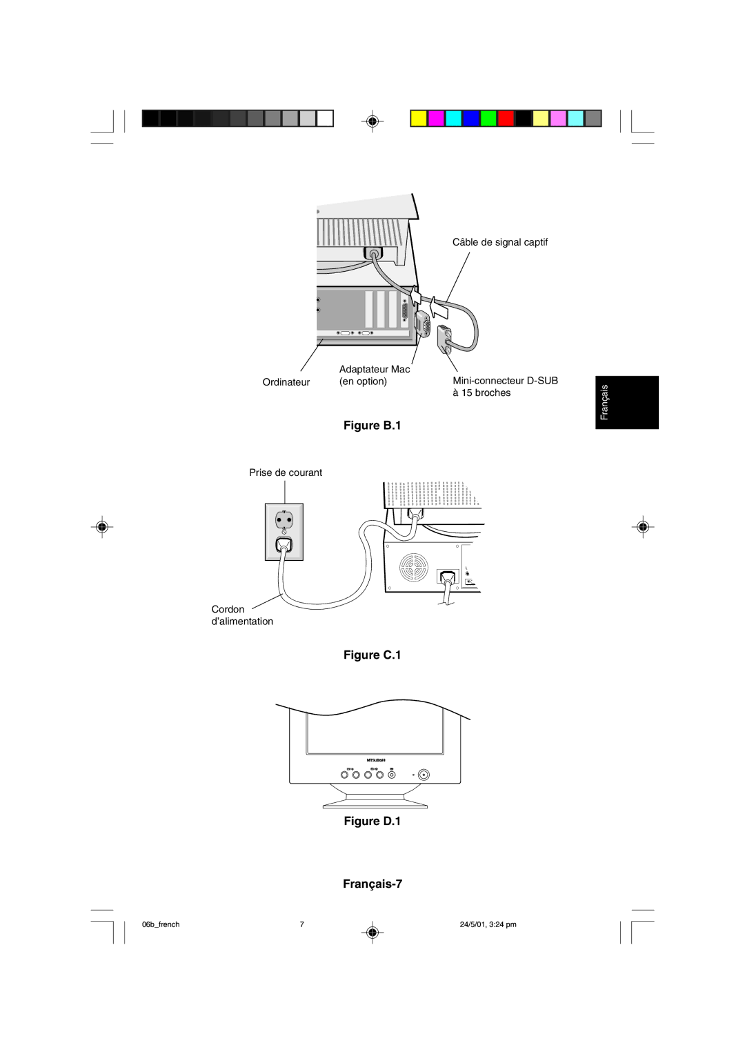 Mitsubishi Electronics M557 user manual Figure D.1 Français-7 