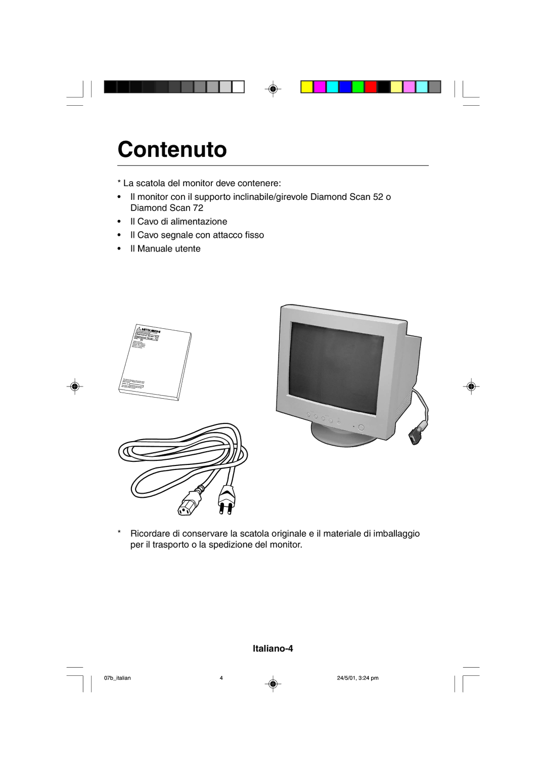 Mitsubishi Electronics M557 user manual Contenuto, Italiano-4 