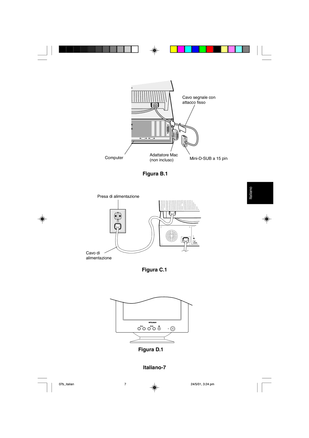 Mitsubishi Electronics M557 user manual Figura D.1 Italiano-7 