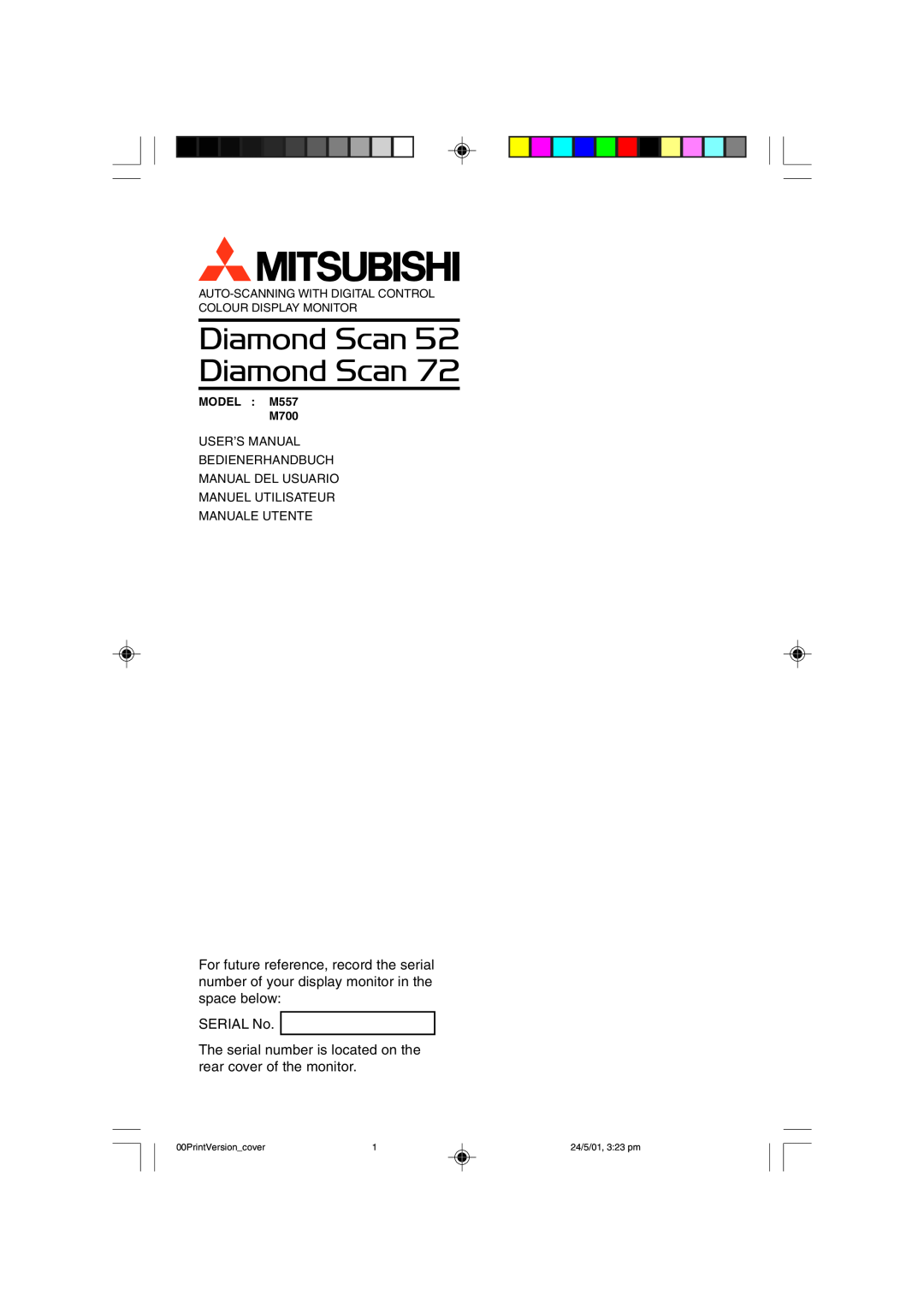 Mitsubishi Electronics M557 user manual User’S Manual Bedienerhandbuch Manual Del Usuario Manuel Utilisateur 