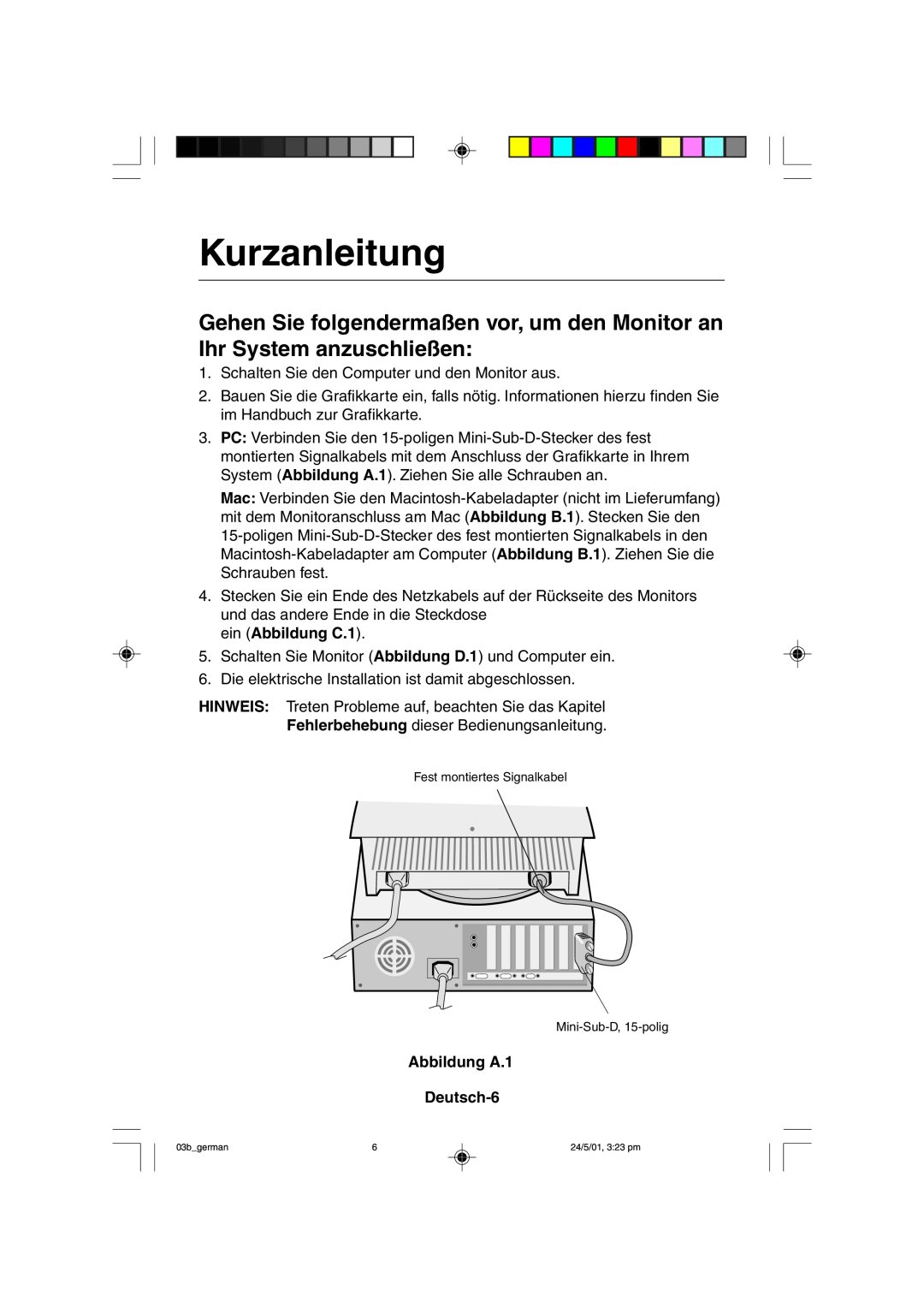 Mitsubishi Electronics M557 user manual Kurzanleitung, ein Abbildung C.1, Abbildung A.1 Deutsch-6 