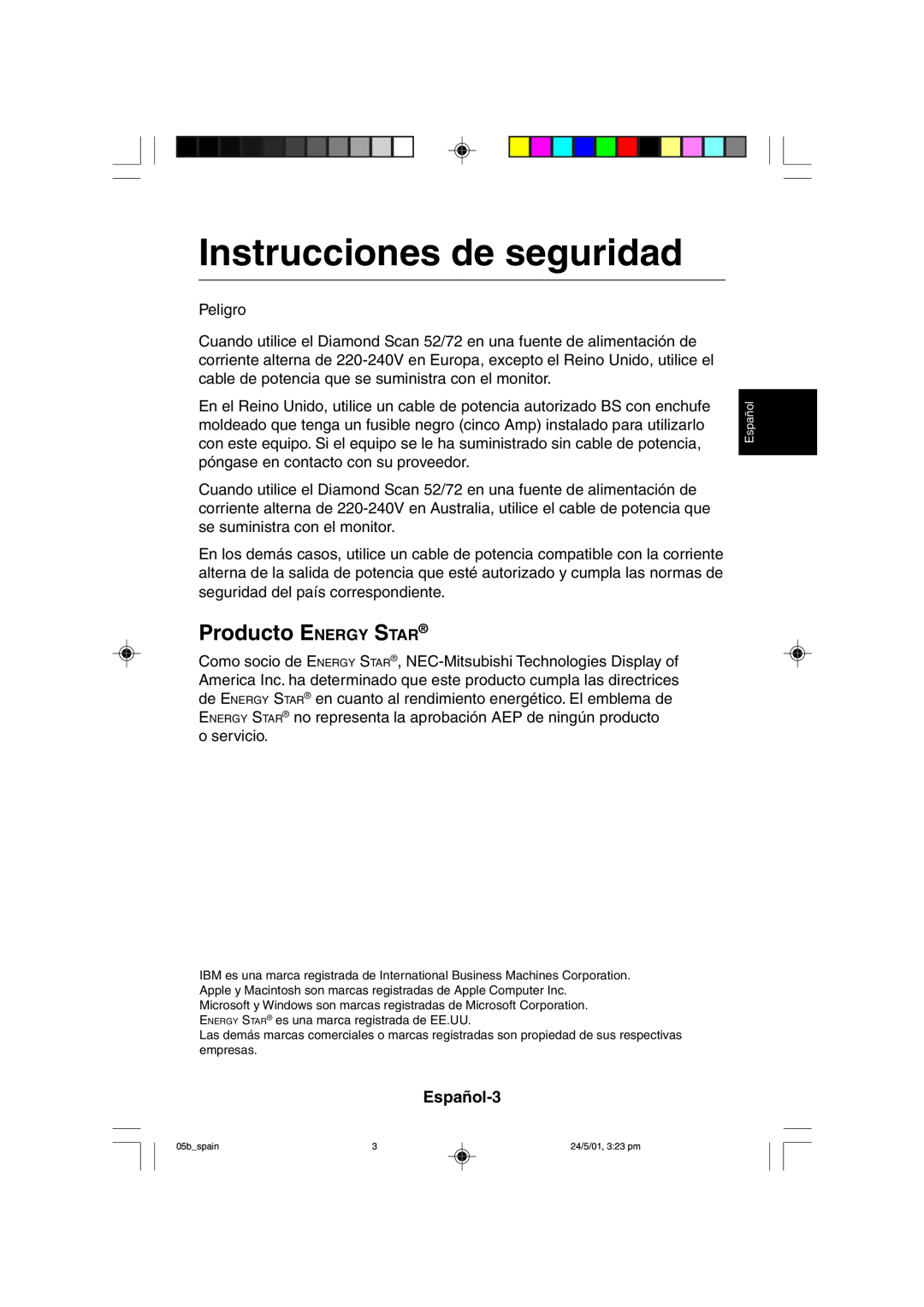 Mitsubishi Electronics M557 user manual Instrucciones de seguridad, Producto ENERGY STAR 