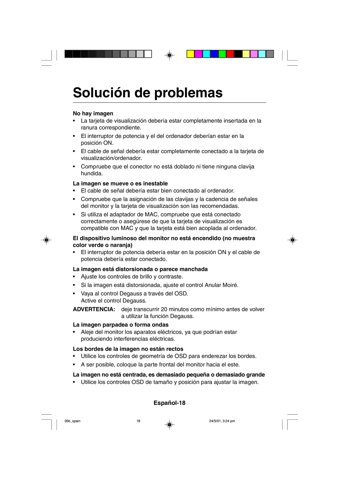 Mitsubishi Electronics M557 user manual Solución de problemas, No hay imagen, La imagen se mueve o es inestable 
