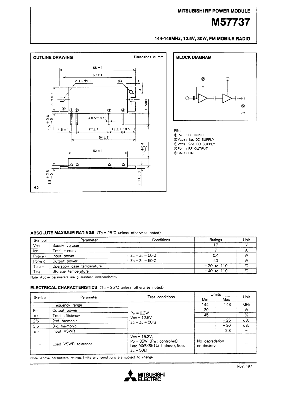 Mitsubishi Electronics M57737 manual 