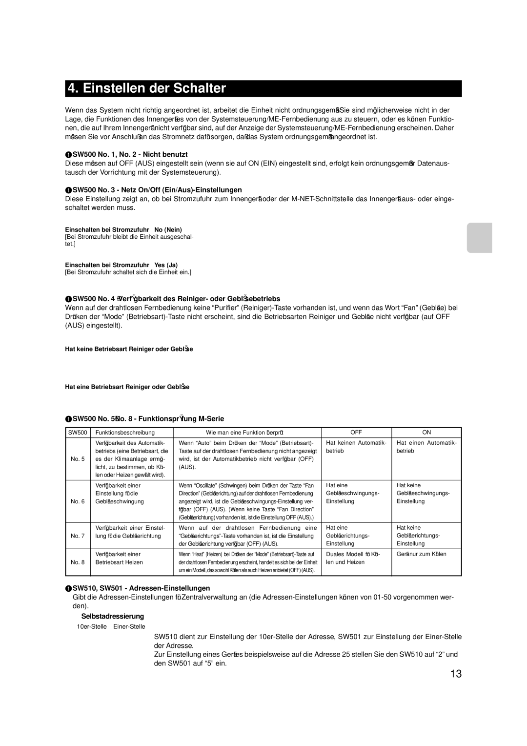 Mitsubishi Electronics MAC-399IF-E installation manual Einstellen der Schalter 