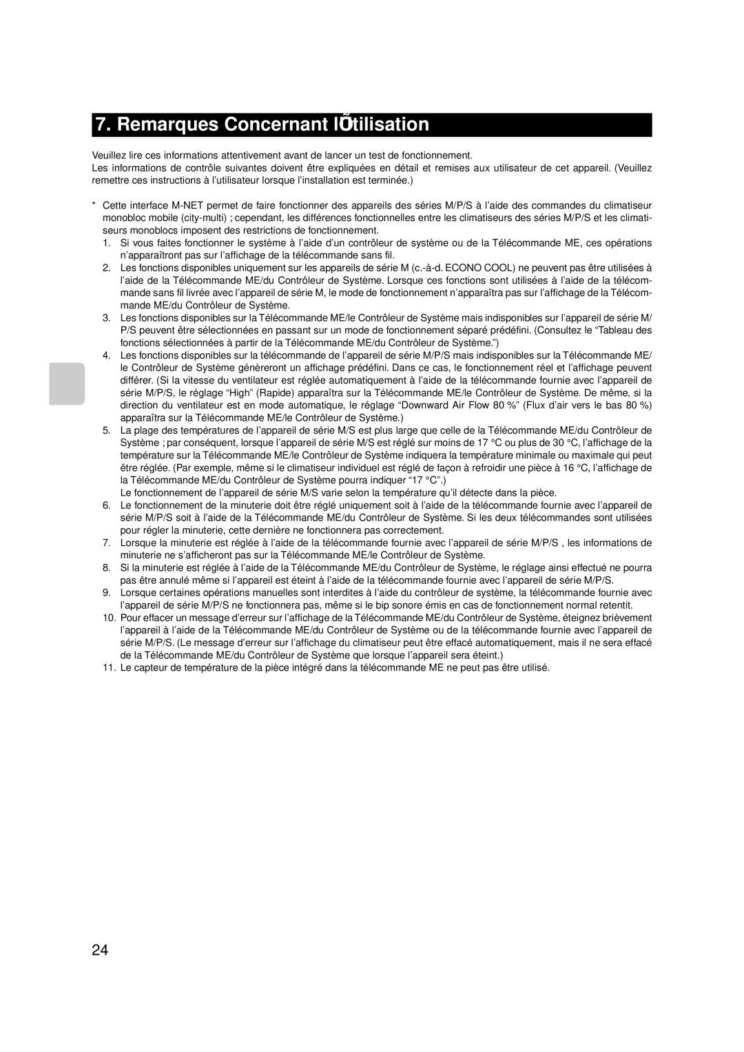 Mitsubishi Electronics MAC-399IF-E installation manual Remarques Concernant l’Utilisation 