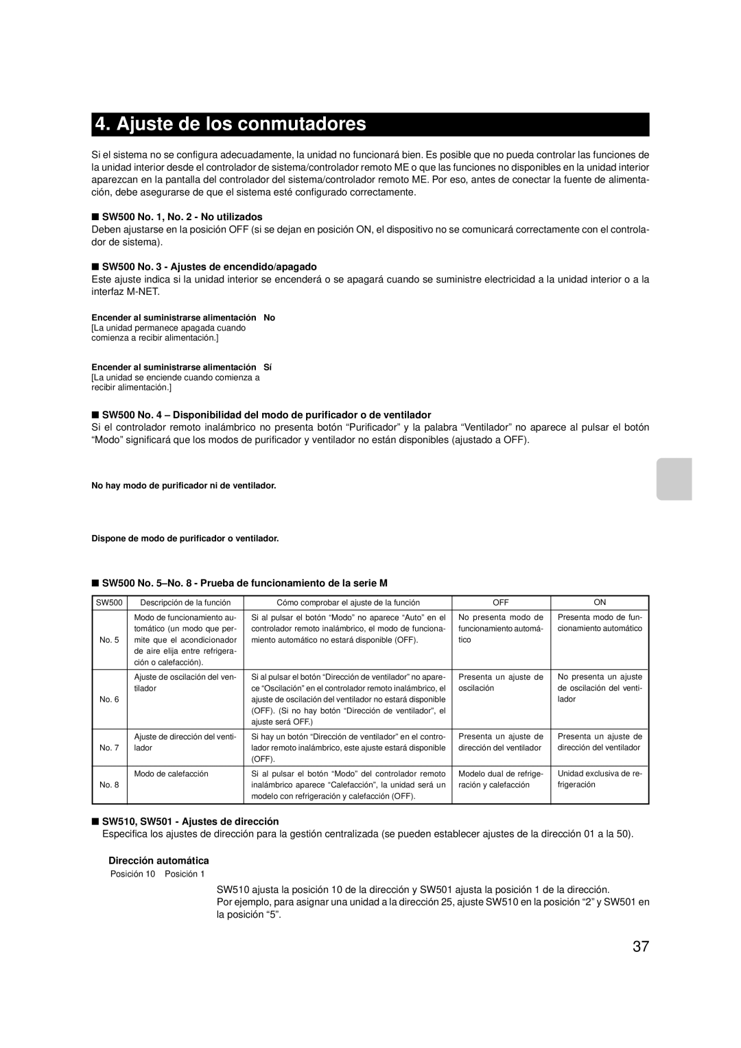 Mitsubishi Electronics MAC-399IF-E installation manual Ajuste de los conmutadores 