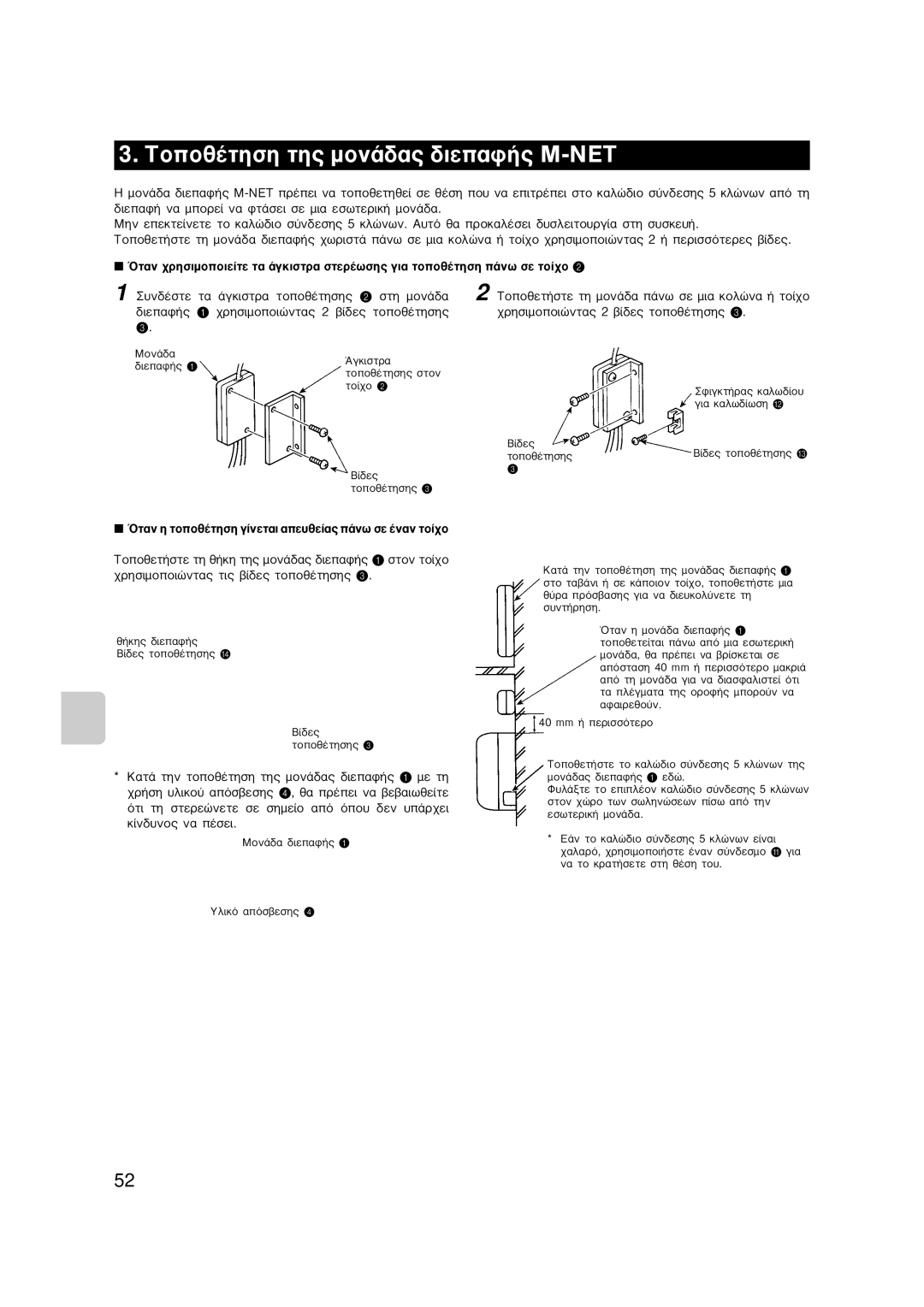 Mitsubishi Electronics MAC-399IF-E installation manual ∆ÔÔı¤ÙËÛË ÙË˜ ÌÔÓ¿‰·˜ ‰ÈÂ·Ê‹˜ M-NET 