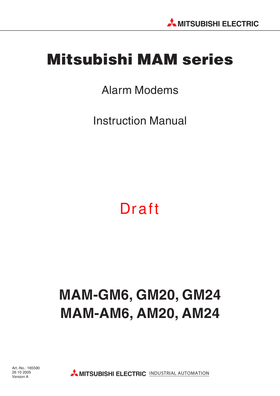 Mitsubishi Electronics MAM-GM20, MAM-AM6, MAM-GM24, MAM-AM20, MAM-GM6, MAM-AM24 instruction manual Draft 