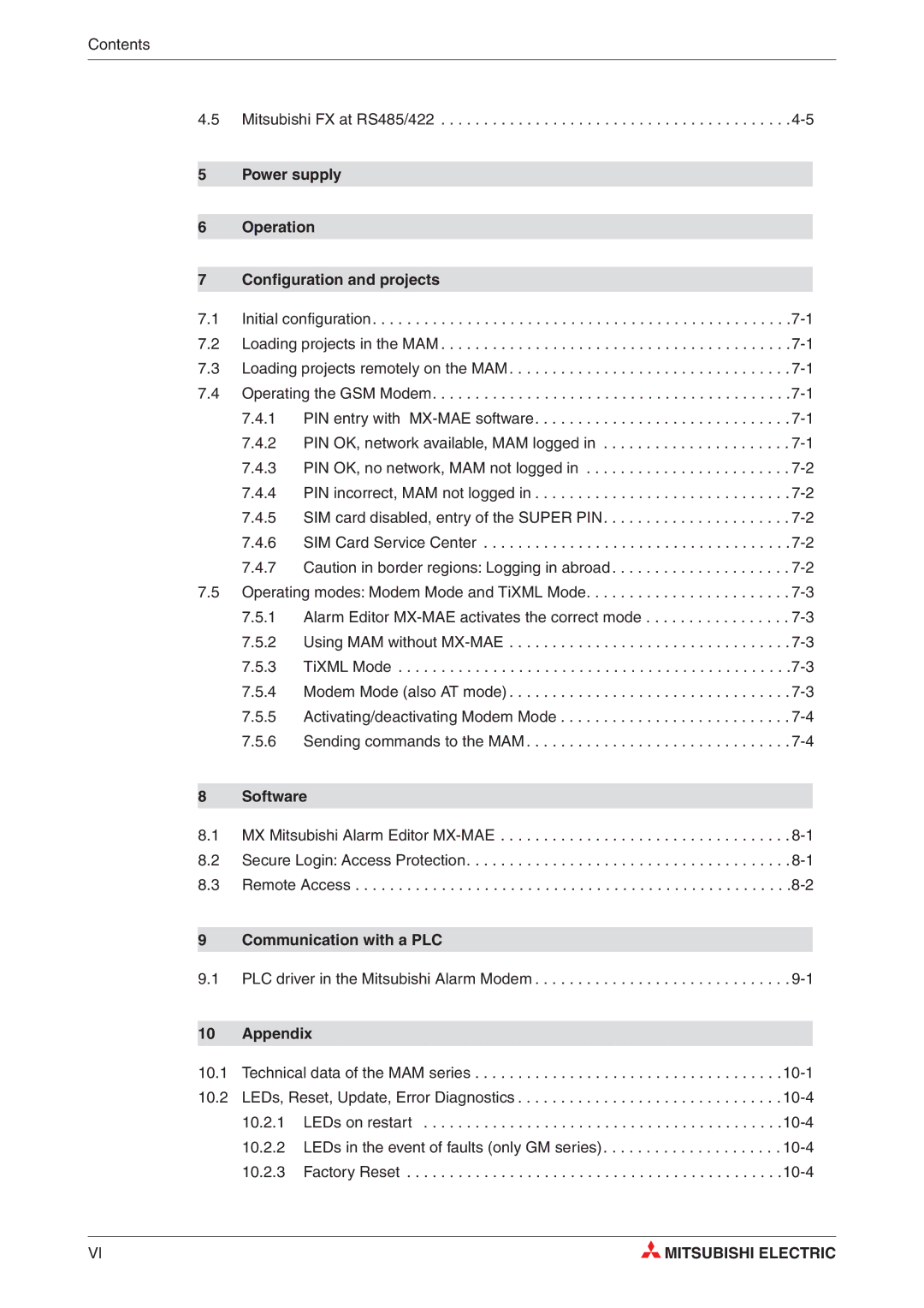 Mitsubishi Electronics MAM-GM6 Power supply Operation Configuration and projects, Software, Communication with a PLC 