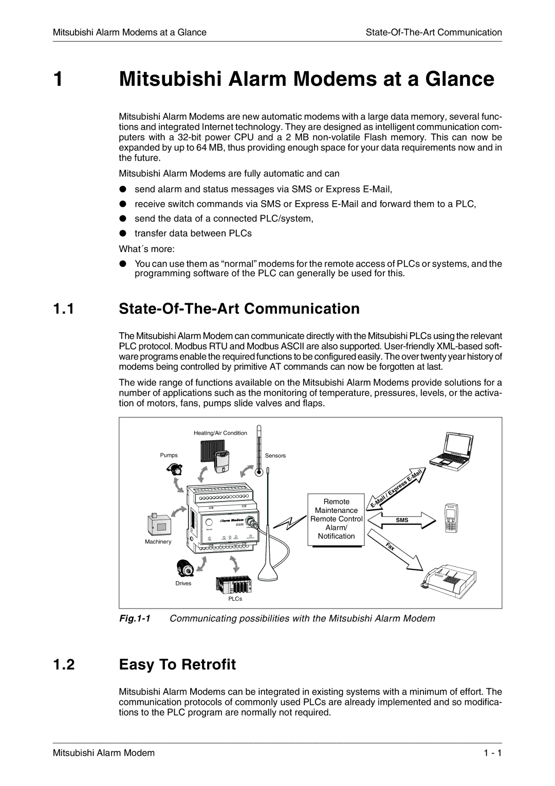 Mitsubishi Electronics MAM-AM24 Mitsubishi Alarm Modems at a Glance, State-Of-The-Art Communication, Easy To Retrofit, Fax 