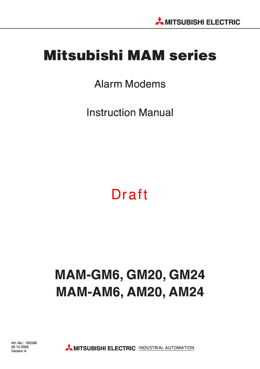 Mitsubishi Electronics MAM-GM20 instruction manual Mitsubishi Electric Industrial Automation, Mitsubishi MAM series 