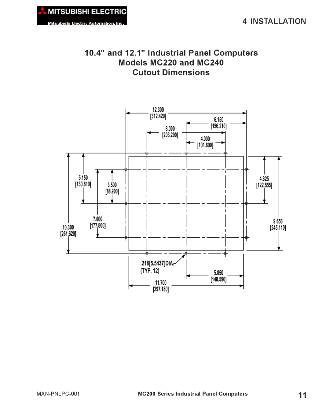 Mitsubishi Electronics MC 200 manual Installation 