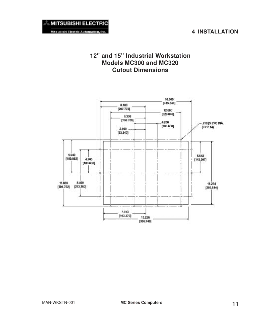 Mitsubishi Electronics MC300 manual Installation 