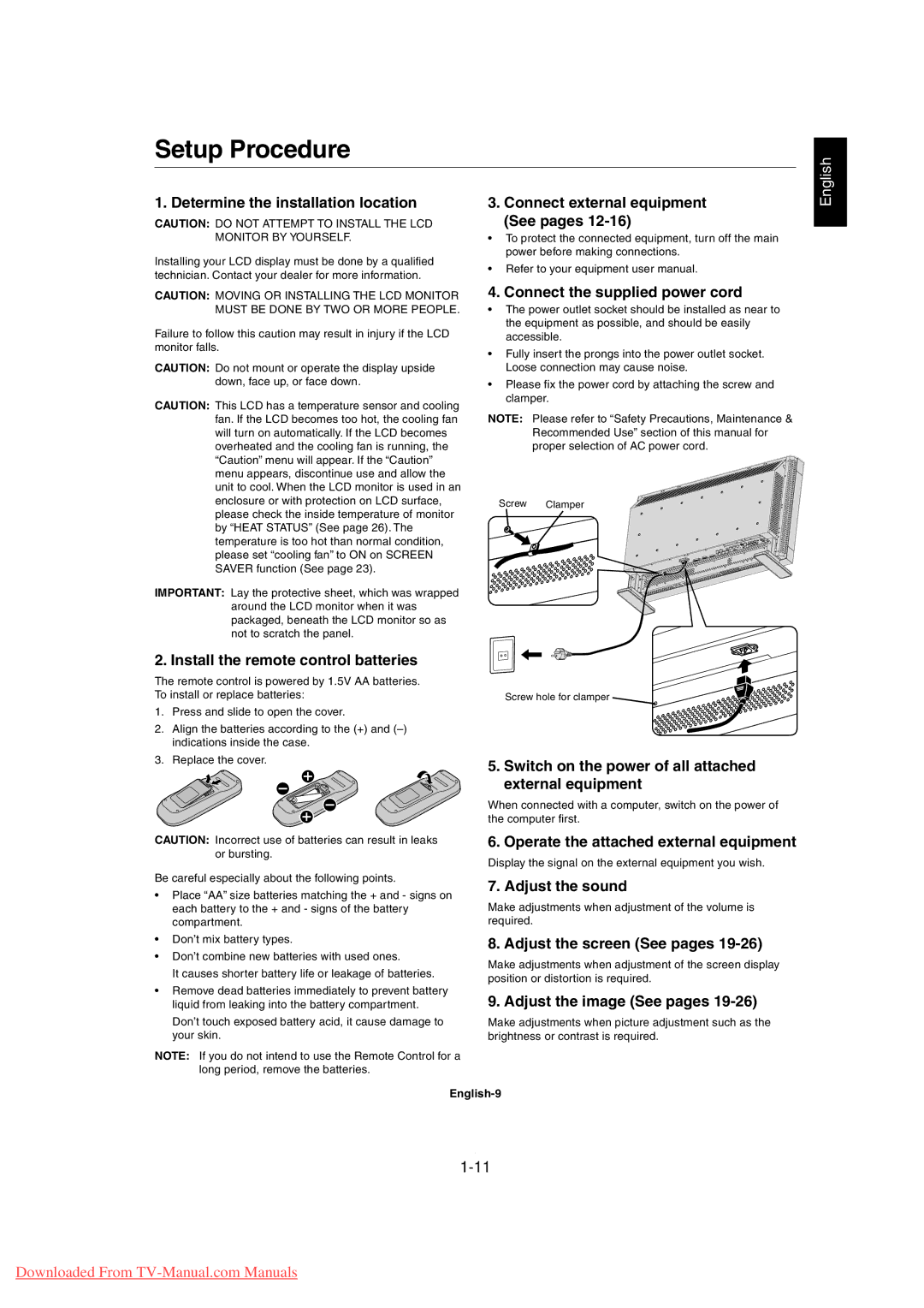 Mitsubishi Electronics MDT3215 user manual Setup Procedure 