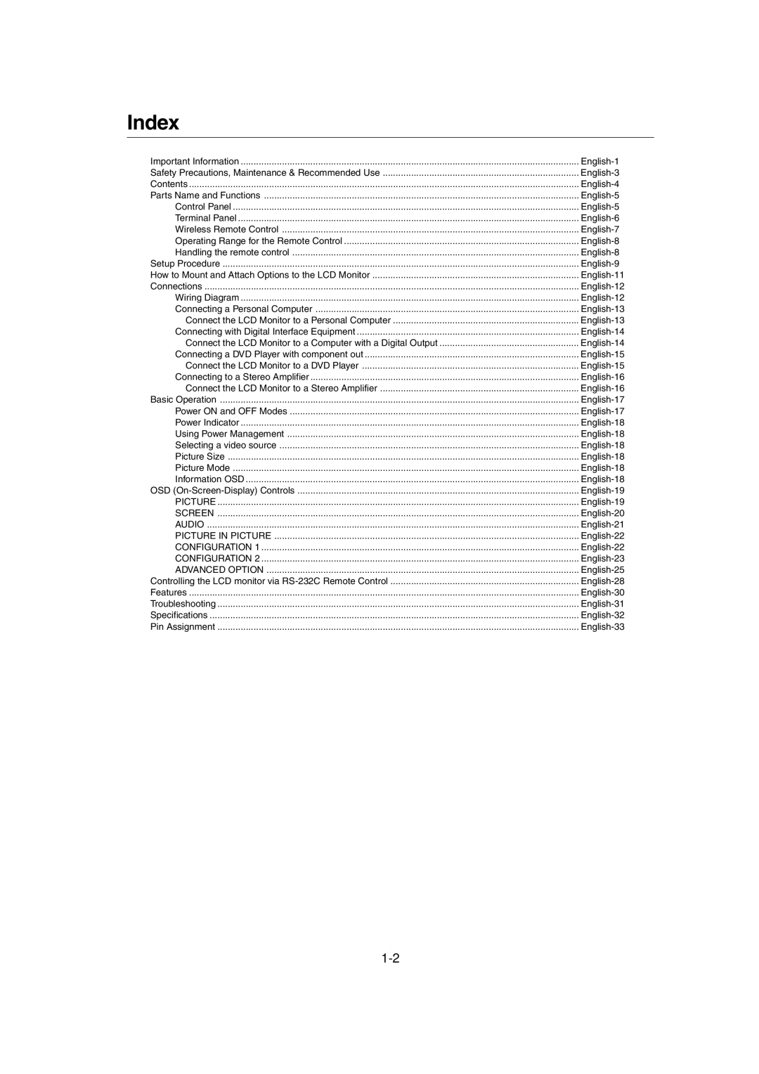 Mitsubishi Electronics MDT321S user manual Index, English-9 