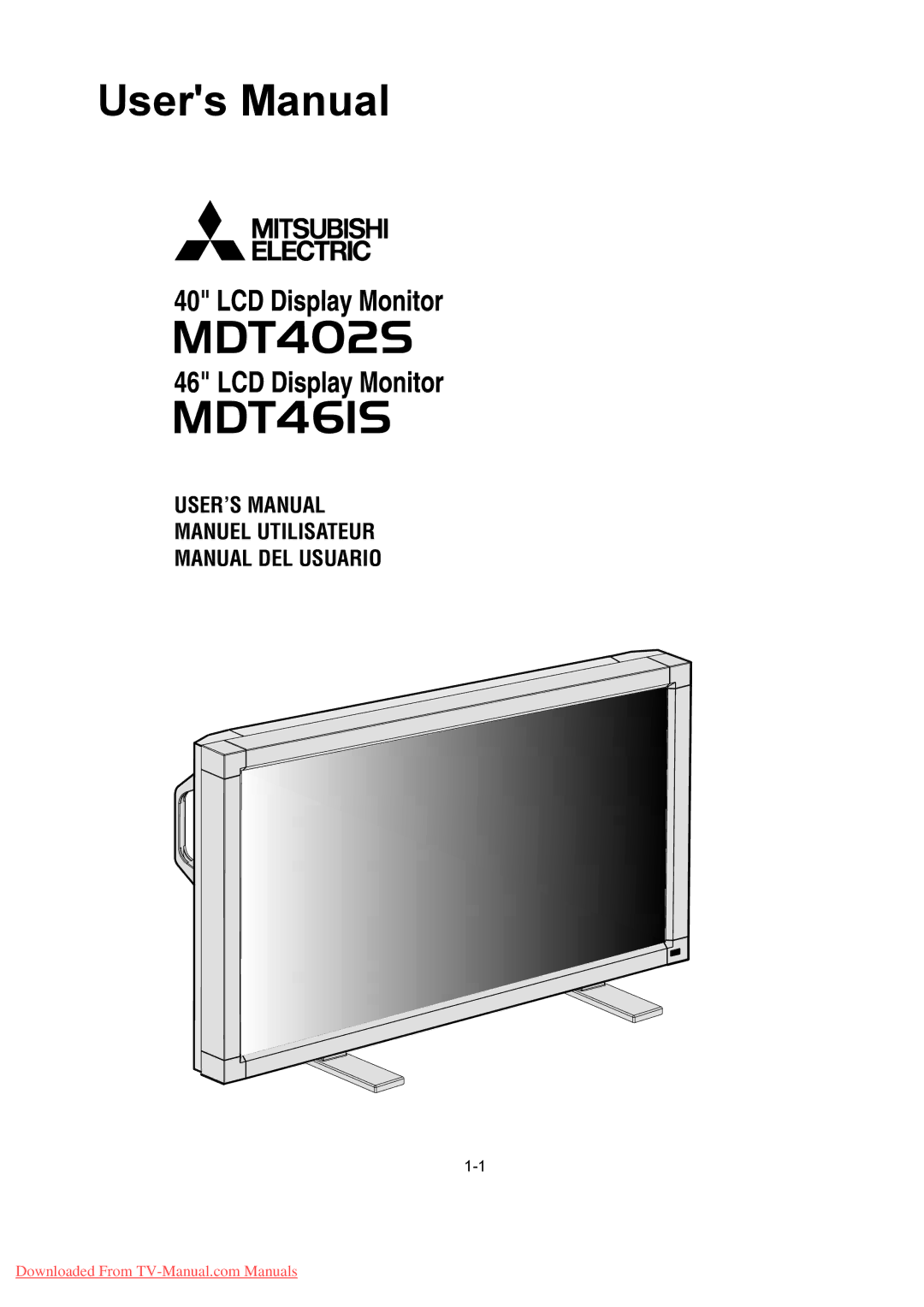 Mitsubishi Electronics MDT461S, MDT402S user manual USER’S Manual Manuel Utilisateur Manual DEL Usuario 