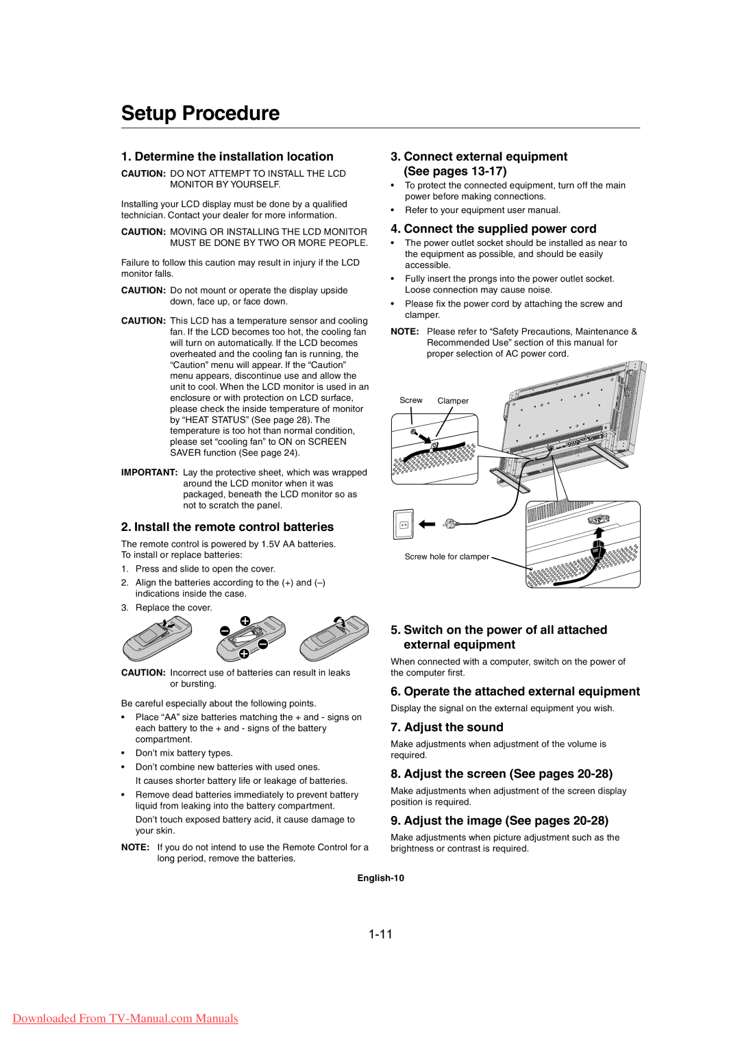 Mitsubishi Electronics MDT461S, MDT402S user manual Setup Procedure 