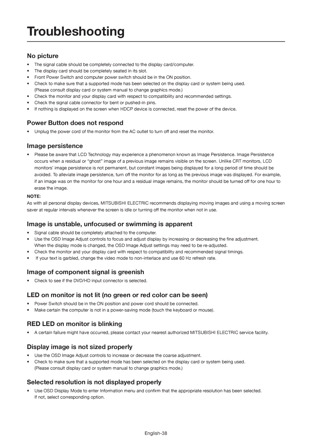 Mitsubishi Electronics MDT521S user manual Troubleshooting 