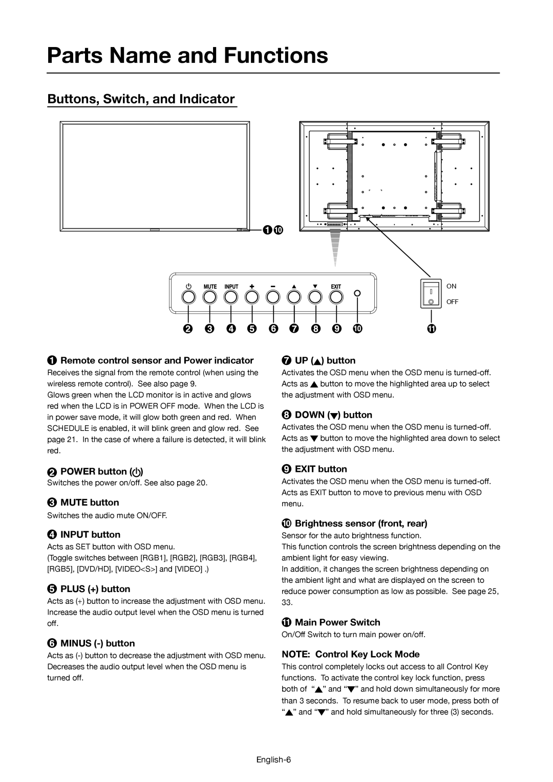 Mitsubishi Electronics MDT521S user manual Parts Name and Functions, Buttons, Switch, and Indicator 