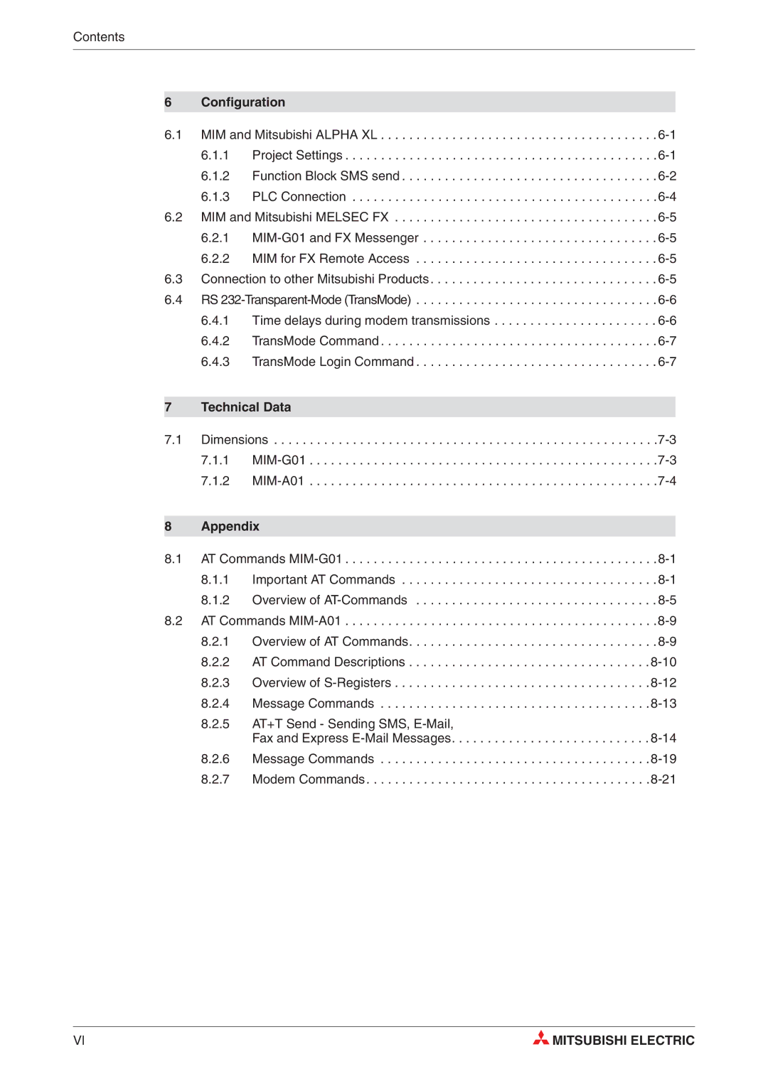 Mitsubishi Electronics MIM-A01, MIM-G01 manual Configuration, Technical Data, Appendix 