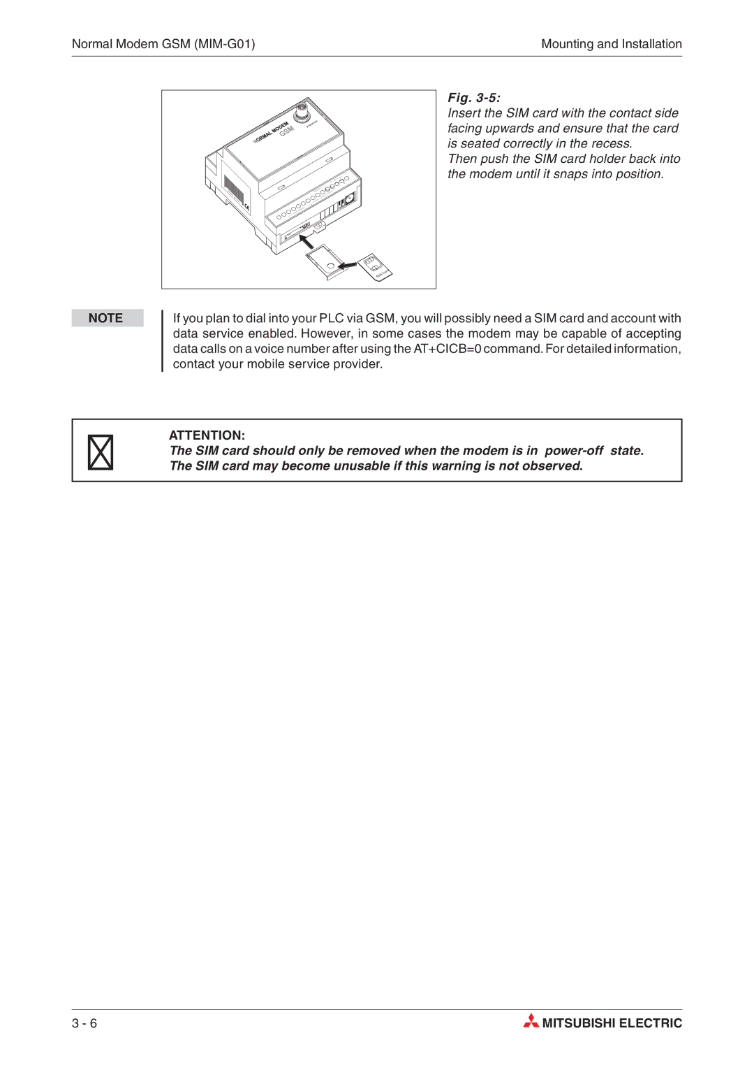 Mitsubishi Electronics MIM-A01, MIM-G01 manual 027954 