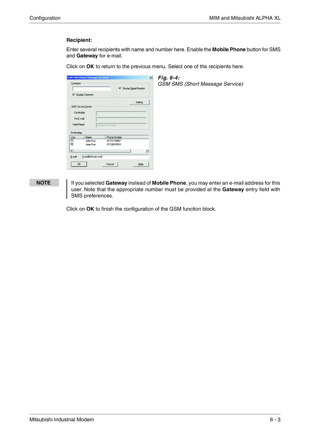 Mitsubishi Electronics MIM-G01, MIM-A01 manual Recipient 