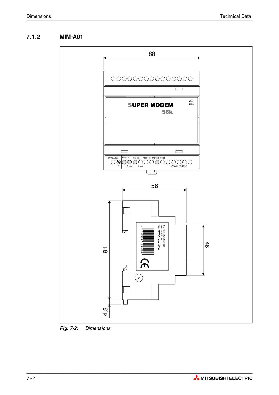 Mitsubishi Electronics MIM-A01, MIM-G01 manual Super Modem 56k 