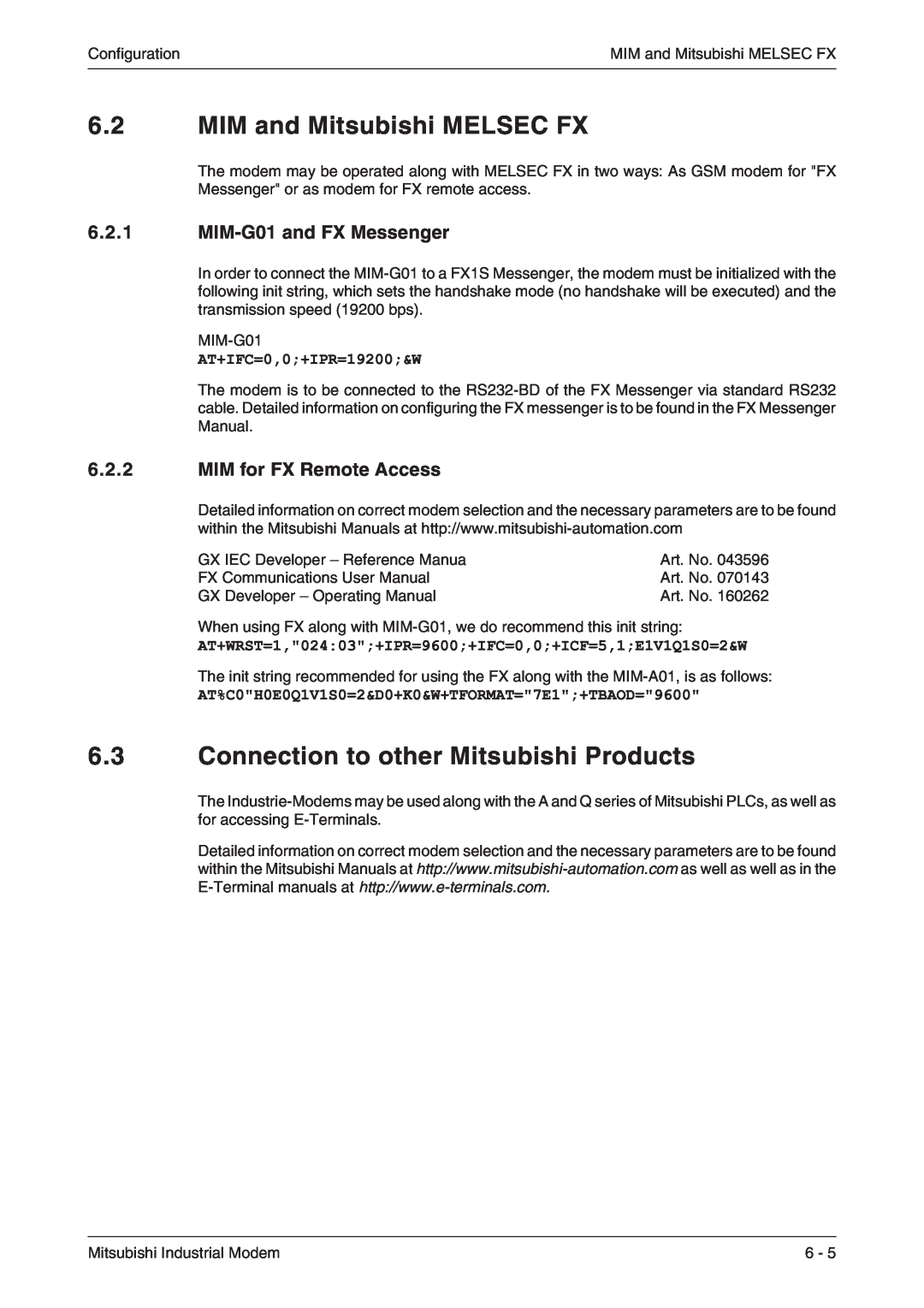 Mitsubishi Electronics MIM-G01, MIM-A01 manual MIM and Mitsubishi MELSEC FX, Connection to other Mitsubishi Products 