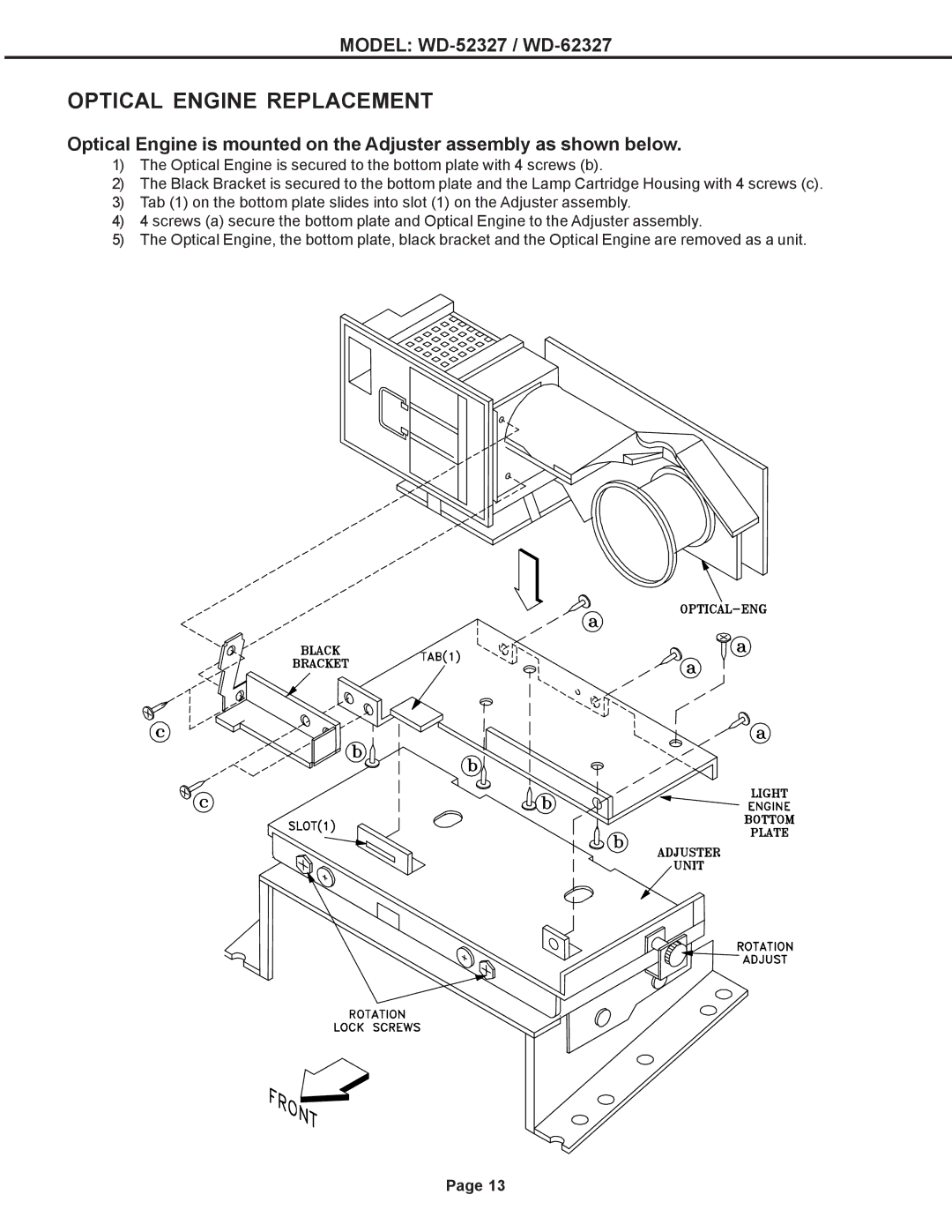 Mitsubishi Electronics mitsubishi specifications Optical Engine Replacement 