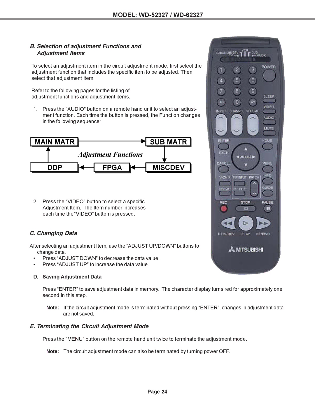 Mitsubishi Electronics mitsubishi specifications Main Matr DDP 