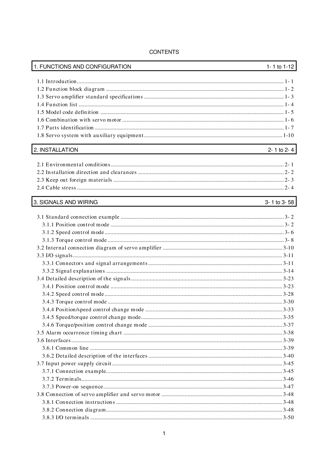 Mitsubishi Electronics MR-J2S- A instruction manual Contents Functions and Configuration 