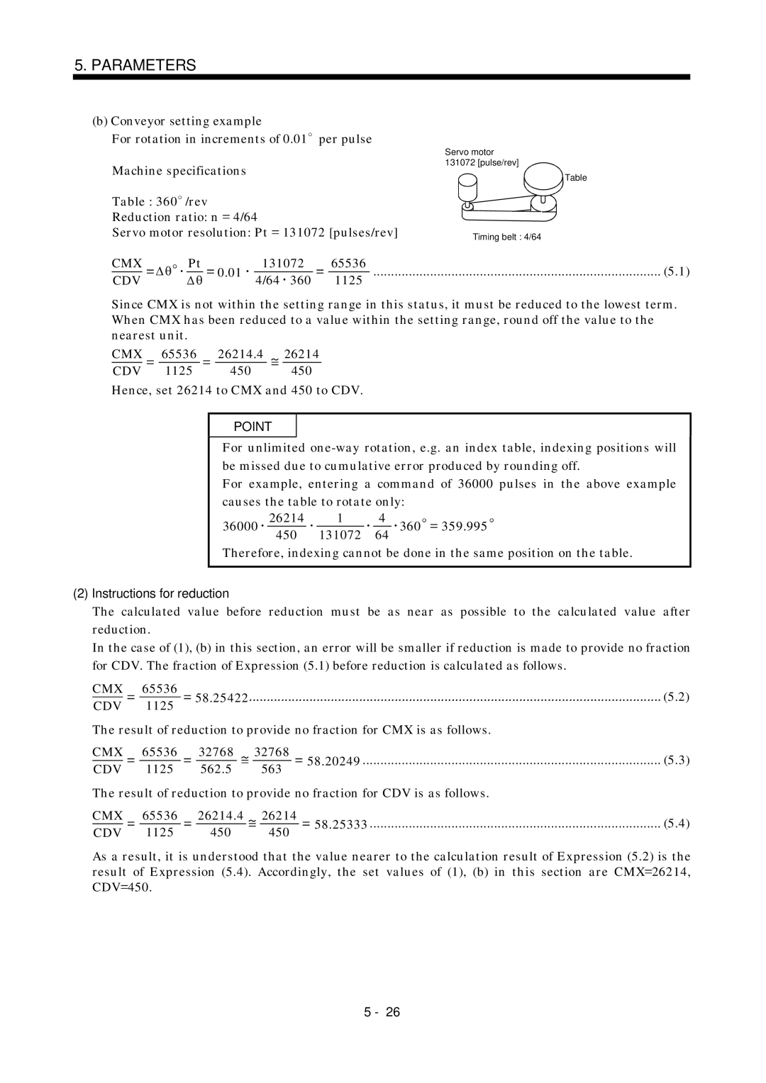 Mitsubishi Electronics MR-J2S- A 131072 65536, 1125, Instructions for reduction, 65536 32768, 65536 26214.4 