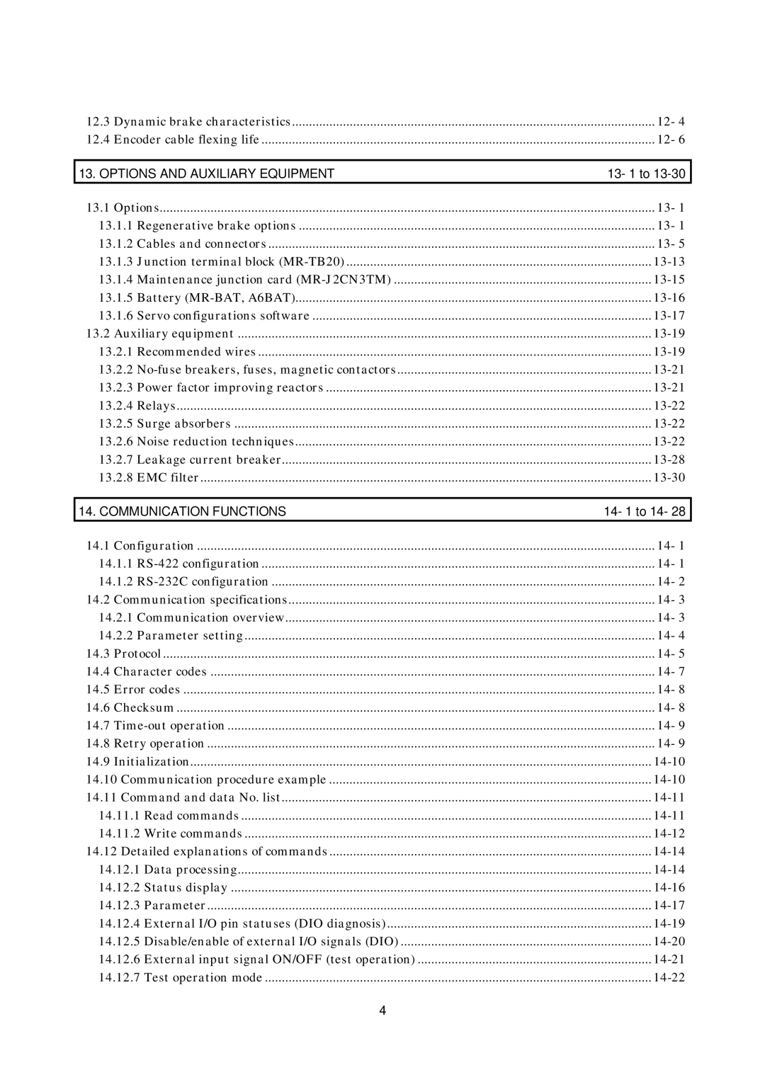 Mitsubishi Electronics MR-J2S- A 12.3, 12.4, 13.1, 13-13, 13-15, 13-16, 13-17, 13.2, 13-19, 13-21, 13-22, 13-28, 13-30 