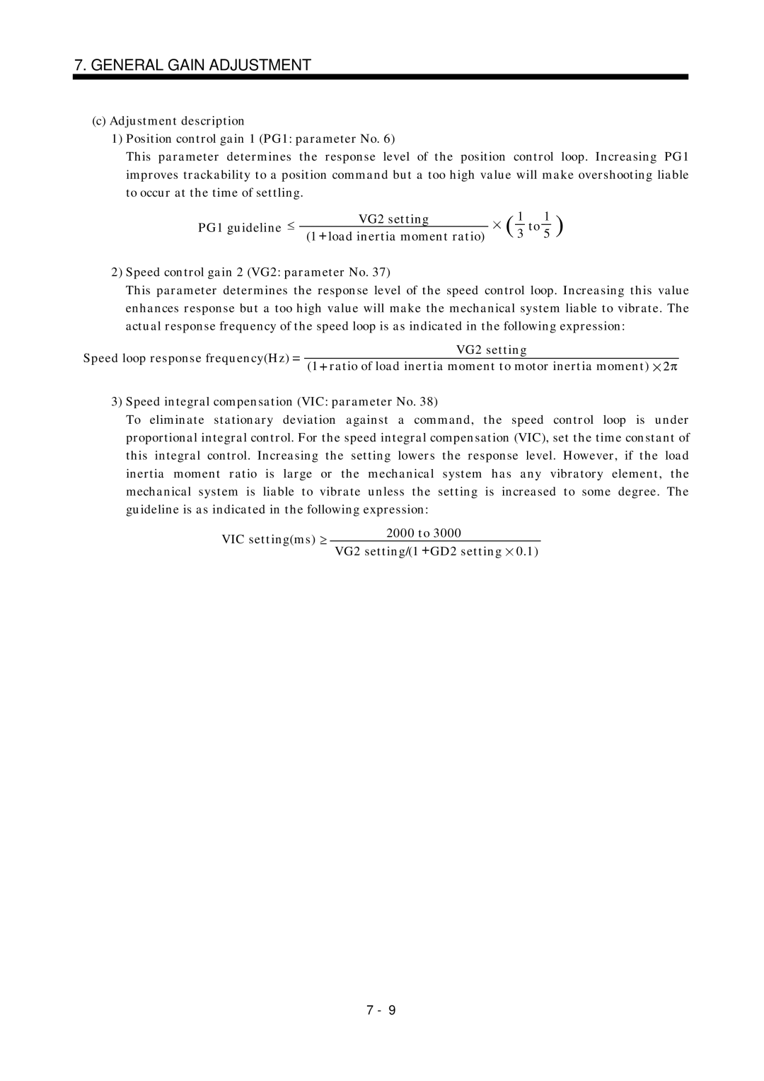 Mitsubishi Electronics MR-J2S- A instruction manual General Gain Adjustment 