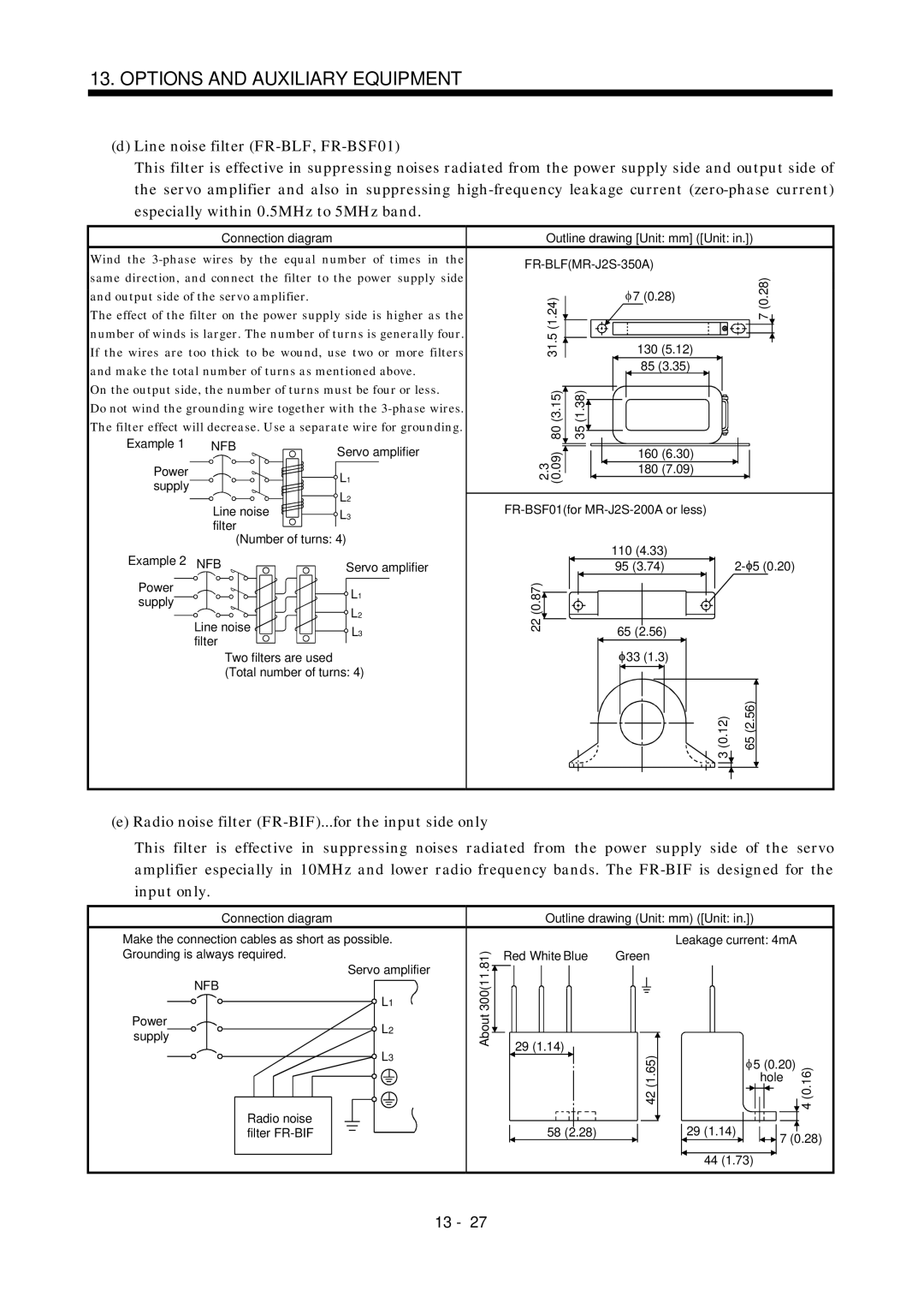 Mitsubishi Electronics MR-J2S- A instruction manual FR-BLFMR-J2S-350A, Nfb 