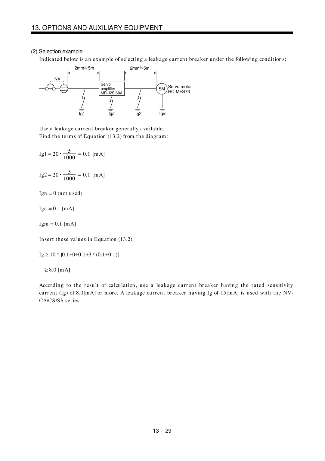 Mitsubishi Electronics MR-J2S- A instruction manual Selection example 