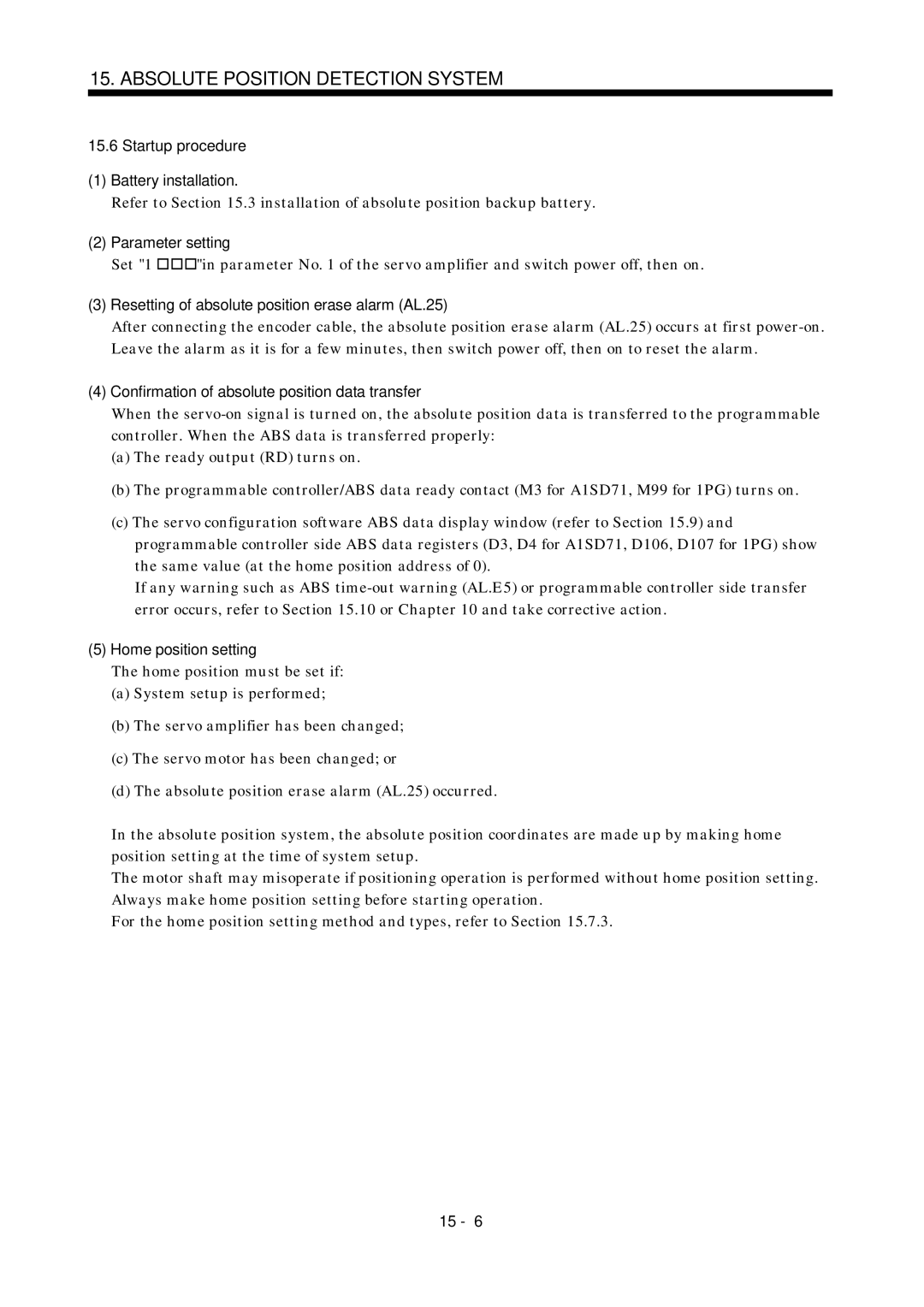 Mitsubishi Electronics MR-J2S- A Startup procedure Battery installation, Resetting of absolute position erase alarm AL.25 