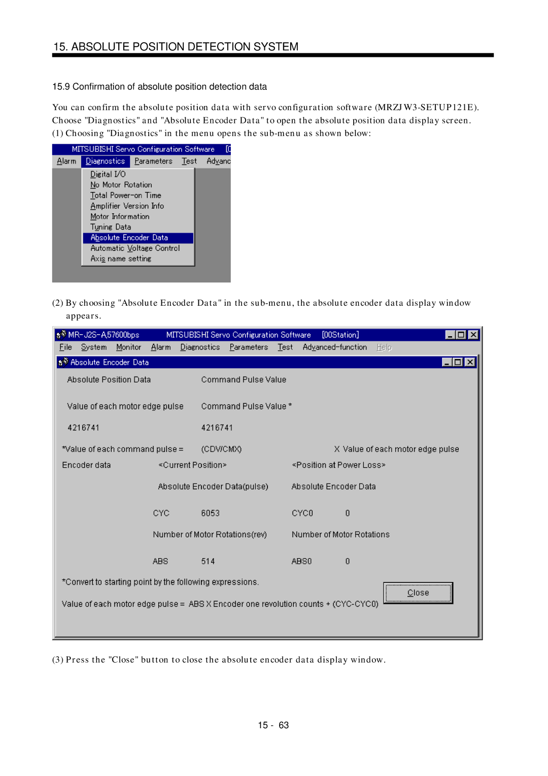 Mitsubishi Electronics MR-J2S- A instruction manual Confirmation of absolute position detection data 