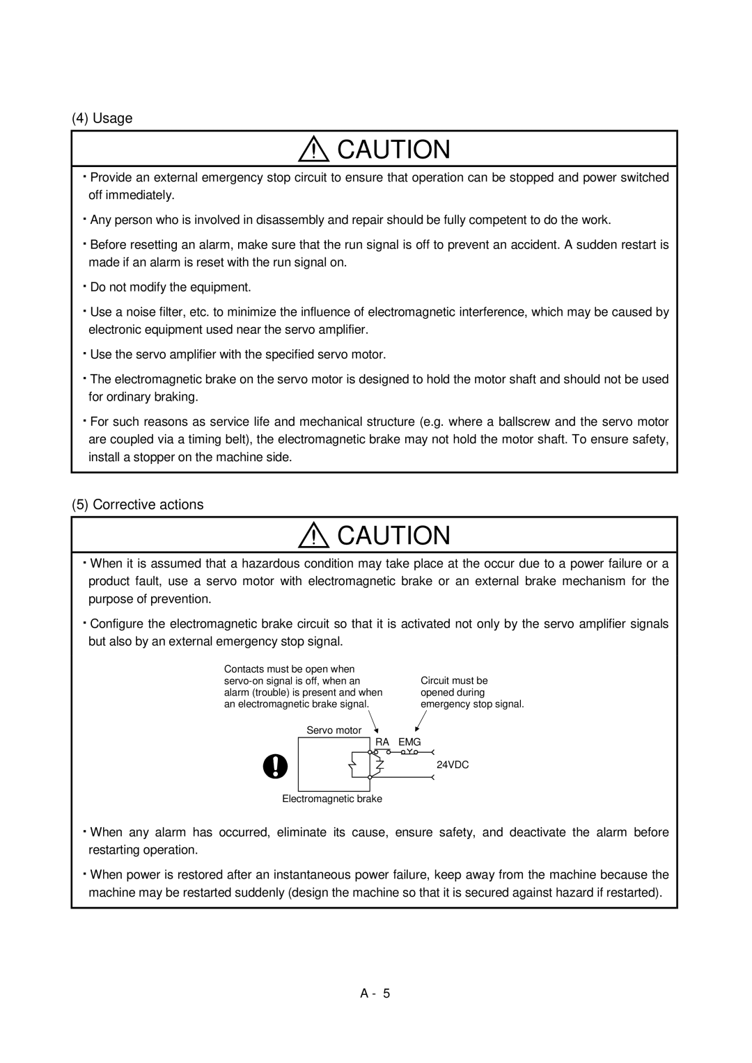 Mitsubishi Electronics MR-J2S- A instruction manual Usage, RA EMG 24VDC 