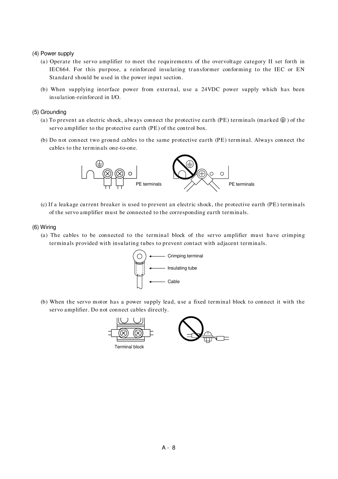 Mitsubishi Electronics MR-J2S- A instruction manual Power supply, Grounding, Wiring 