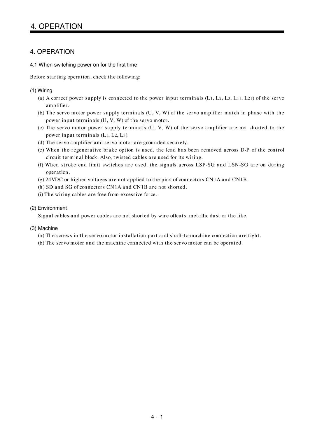 Mitsubishi Electronics MR-J2S- A instruction manual When switching power on for the first time, Machine 