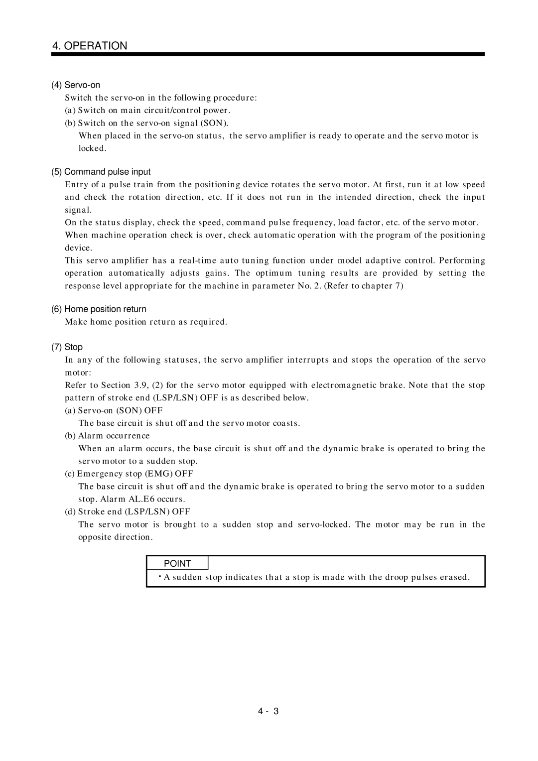 Mitsubishi Electronics MR-J2S- A instruction manual Servo-on, Command pulse input, Home position return, Stop 