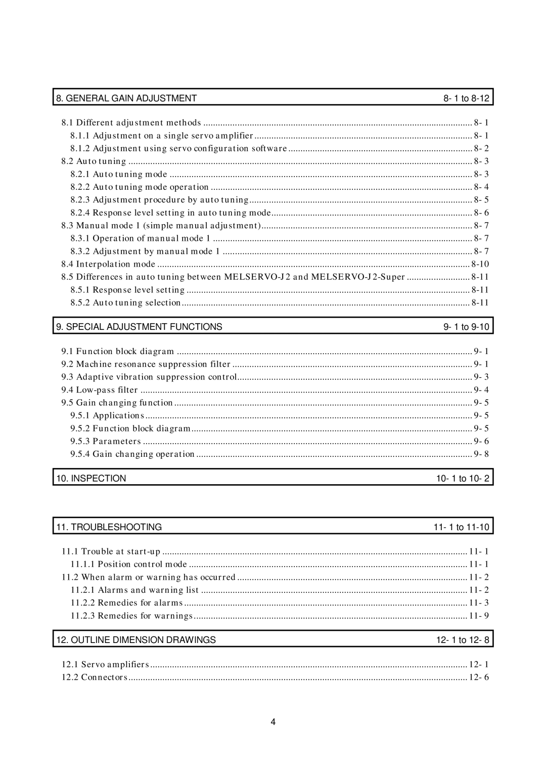 Mitsubishi Electronics MR-J2S- CL specifications 11.1, 11.2, 12.1, 12.2 