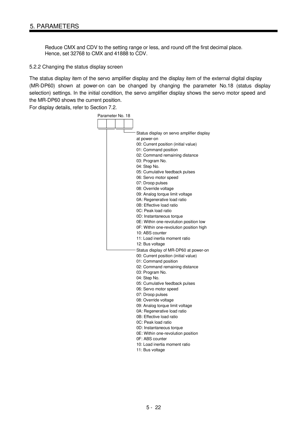 Mitsubishi Electronics MR-J2S- CL specifications Changing the status display screen 