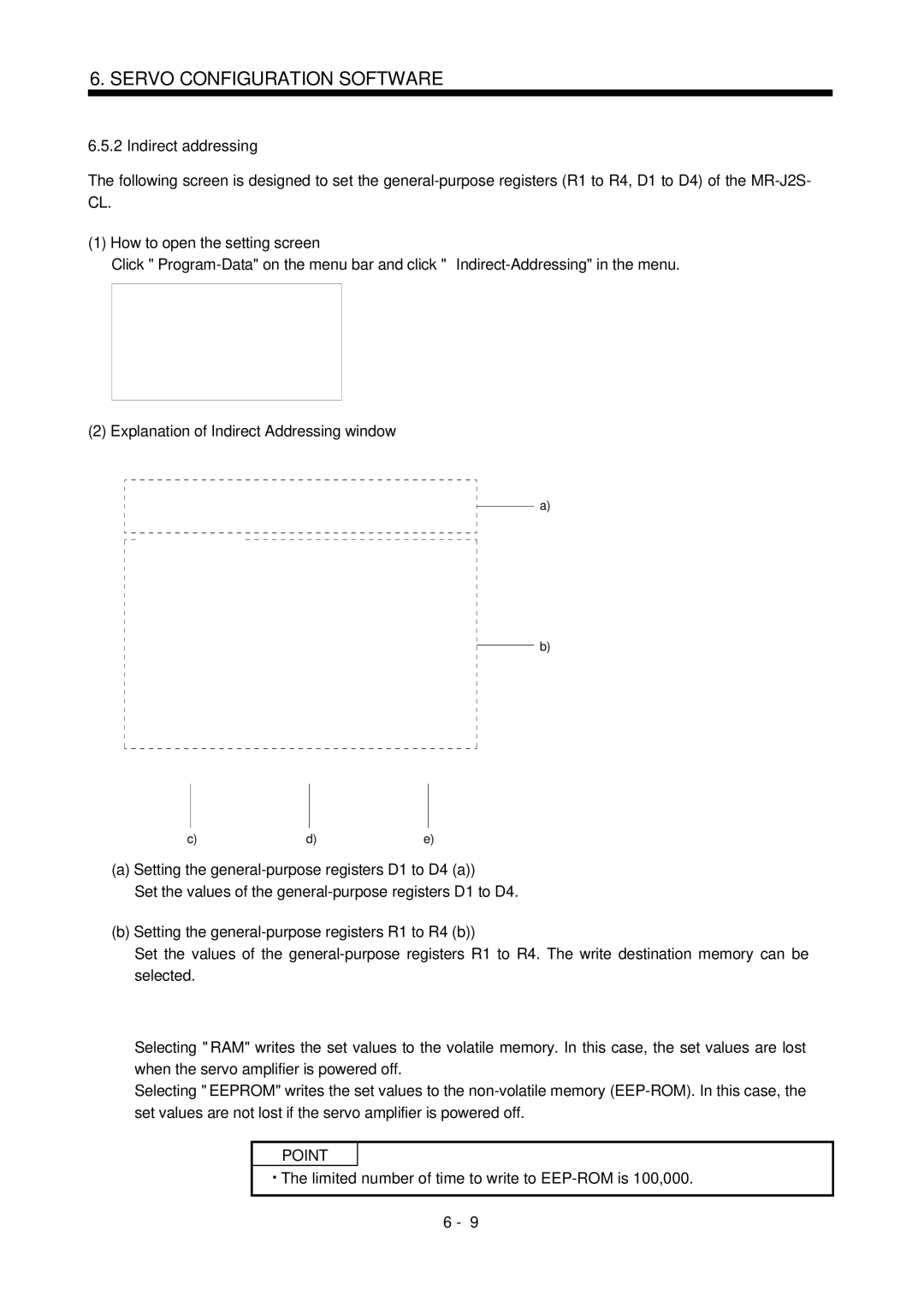 Mitsubishi Electronics MR-J2S- CL specifications Indirect addressing, Explanation of Indirect Addressing window 