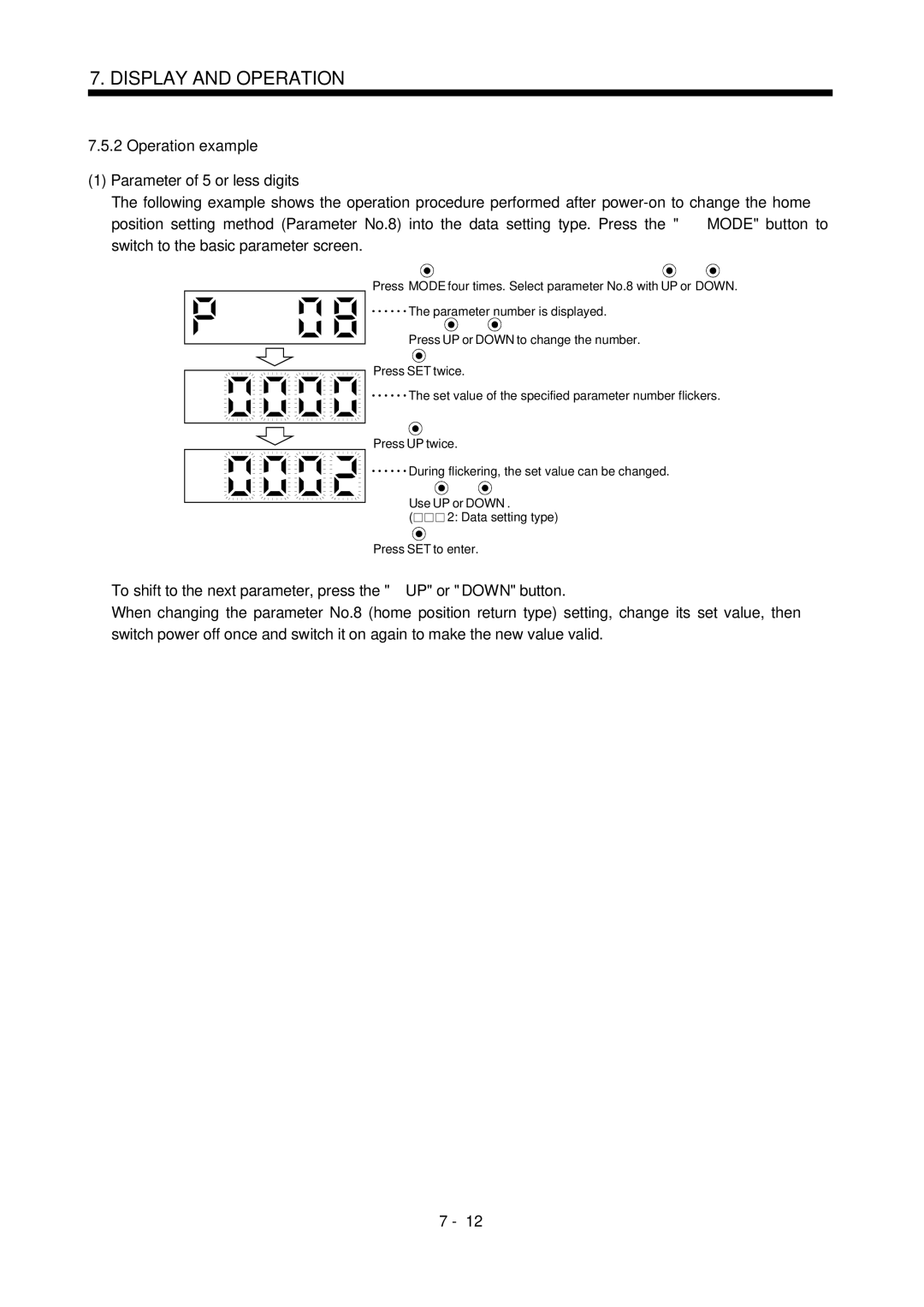 Mitsubishi Electronics MR-J2S- CL specifications Operation example Parameter of 5 or less digits 