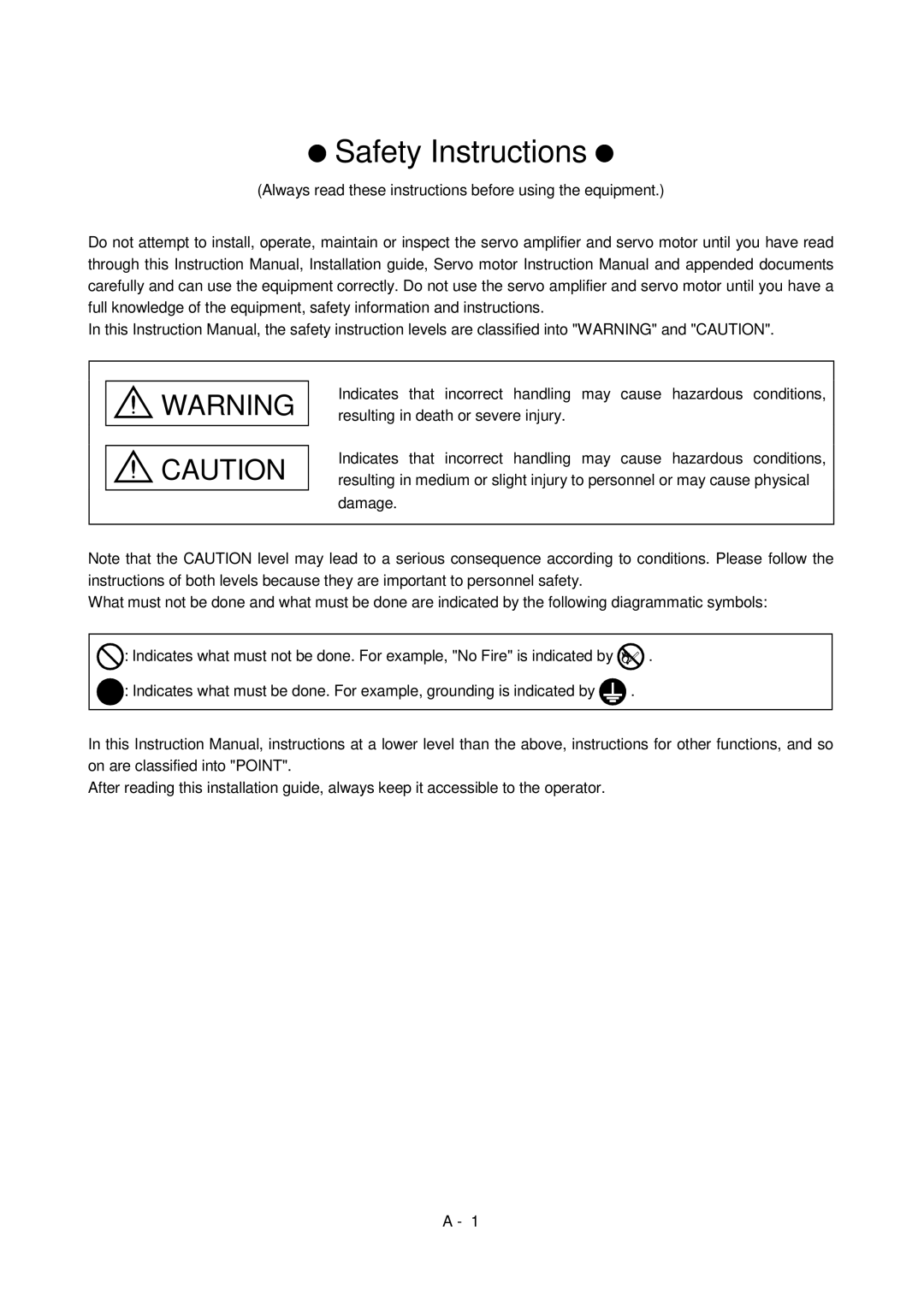 Mitsubishi Electronics MR-J2S- CL specifications Safety Instructions 