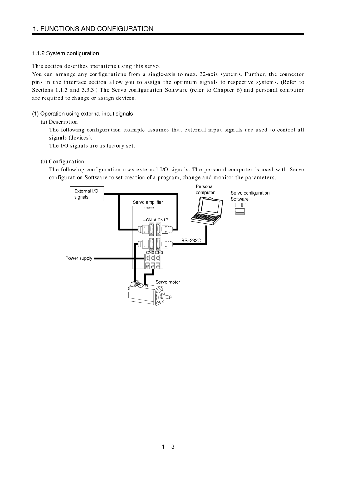 Mitsubishi Electronics MR-J2S- CL specifications System configuration, Operation using external input signals 