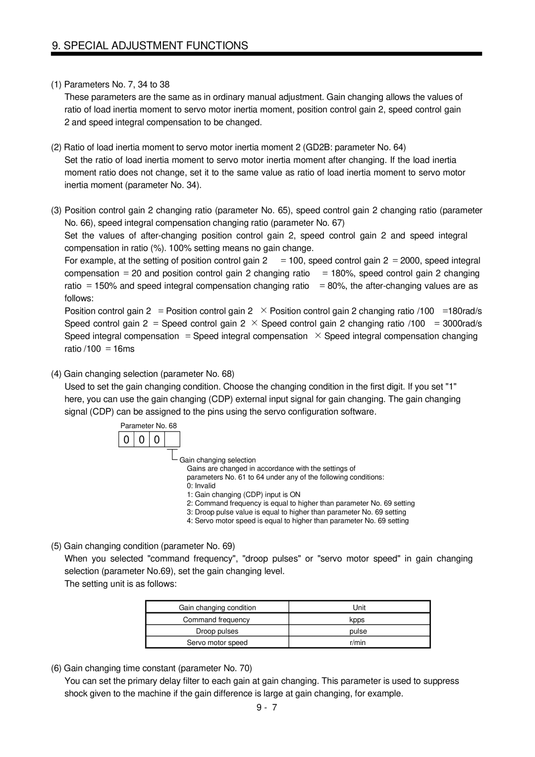 Mitsubishi Electronics MR-J2S- CL specifications Parameters No , 34 to, Gain changing selection parameter No 